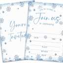 Blue Snowflake Christmas Invitations, Invitation Cards With 25 Sets Envelopes & Invitation Cards For Winter Dinner, Christmas Party, Party Dinner (4" X 6") -A08