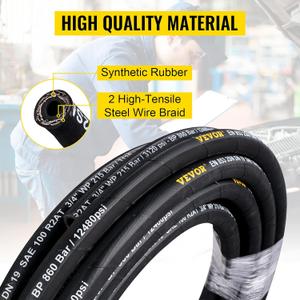 Vevor EN 853 2 SN DN 19 SAE 100 R2AT 3/4" WP 215 Bar 65.6 Ft