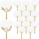 Geelin 50 Pcs Wedding Paddle Fans for Guests Bulk Portable Handheld Paper Japanese Fan for Wedding Party Favor Supplies (White)