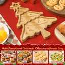 Healifty Christmas Tree Shaped Serving Platter 10.62X7.87X0.59In Bamboo Appetizer Tray for Holiday Party Snack Dessert Cheese Charcuterie Board