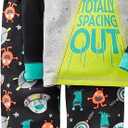 Simple Joys by Carter's Boys' Toddler 4-Piece Pajama Set (Cotton Top & Fleece Bottom), Aqua Blue Trucks/Black Dinosuar/Cobalt Blue/Grey Construction, 4T