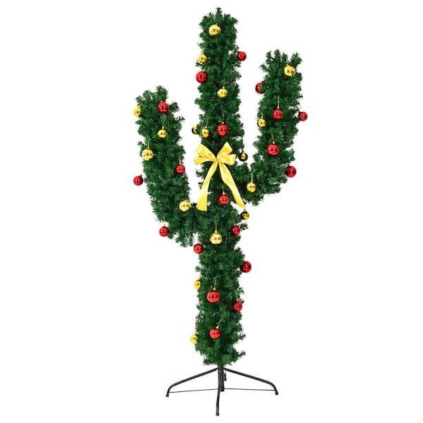 5 ft. Pre-Lit Cactus Artificial Christmas Tree with LED Lights