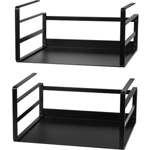 Nxconsu 2Pack Under Shelf Storage Basket Organizer Hanging Holder for Cabinet Pantry Kitchen Cupboard Desk Counter Bookshelf Organization Add-on Space Saver Heavy Duty Slide-in Black , Small 