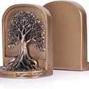 Antique Bronze Color Tree of Life Bookends Set, 2 Non-Skid Heavy Bookends for Shelves or Bookcase, Decorative Bookends for Desktop Shelf Decor, Library Office Decor, Home Dcor Gift (Small)