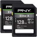PNY 128GB Elite-X Class 10 U3 V30 SDXC Flash Memory Card - 100MB/s, Class 10, U3, V30, 4K UHD, Full HD, UHS-I, Full Size SD (Pack of 2) : Electronics