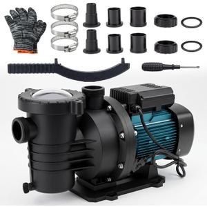 2HP Inground Above Ground Pool Pump, Swimming Pool Pump High Flow 1.5", 2", and 1.25"-1.5", 5250 GPH with Filter Basket, 110V Self Priming Pool Pump