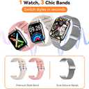 Smart Watch for Women (3 Bands), 1.85'' HD Fitness Tracker with Bluetooth Calls, IPX8 Waterproof Smartwatch for Android iPhone, 112+ Sport Modes, Heart Rate & Sleep Monitor, Silver