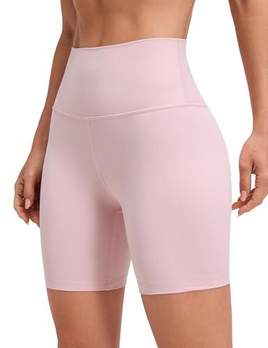 CRZ YOGA ButterLuxe Biker Shorts 6" - High Waisted Workout Running Volleyball Spandex Yoga Womens Pink Haze Medium