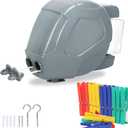 Retractable Clothesline Heavy Duty Retracting Clothes Line Outdoor and Indoor with Durable ABS Shell and 2x49 Feet Extruded PVC Line,with Lock to Prevent Sagging