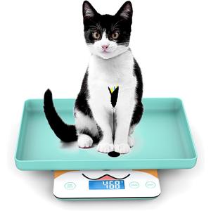Multifunctional Newborn Pet Scale with a Tray to Weigh Cats and Puppy, 33lbs with Accuracy 0.03oz, Suitable for Pets and Kitchen Use, Tray Size 11.5"x 9"in (Blue)