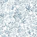 Cohoo Home Blue White Peel and Stick Wallpaper Blue Floral Contact Paper for Cabinets Drawers 17.3inW 393inL Self-Adhesive Removable Wallpaper Shelf Liner Bedroom Bathroom Waterproof Neutral Farmhouse