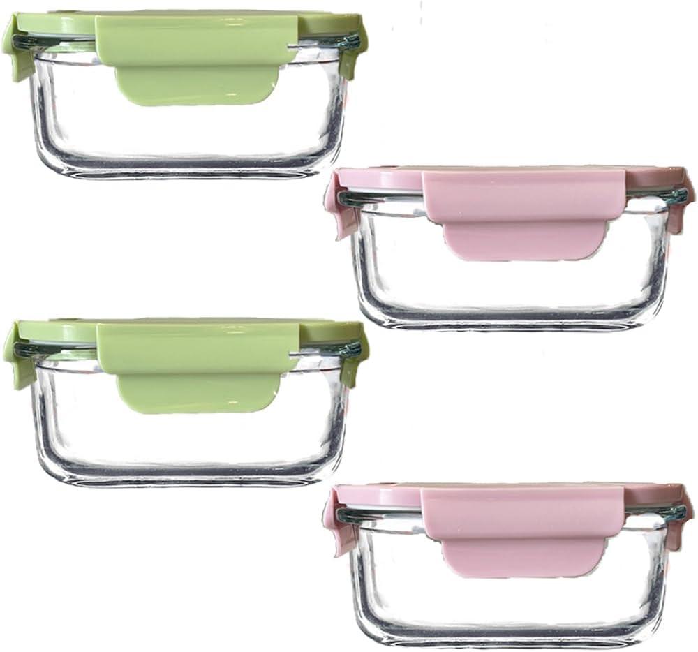 Square Glass Food storage Containers with Airtight Lids, 2 cup Food Meal Prep Containers, Square Glass Bowl For Lunch Sandwich Fruit Snack, Dishwasher Microwave Freezer Safe- (Pink+Green) Square Glass Food storage Containers with Airtight Lids, 2 cup Food Meal Prep Containers, Square Glass Bowl For Lunch Sandwich Fruit Snack, Dishwasher Microwave Freezer Safe- (Pink+Green)