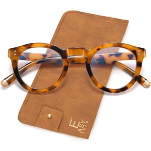 EASY READ Retro Round Blue Light Blocking Reading Glasses for Women,Anti UV Readers for Women with Spring Hinge (Tortoise)