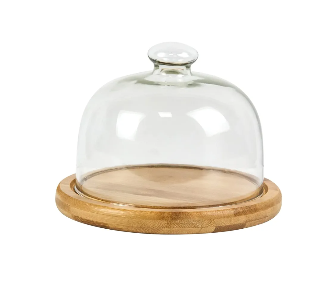 Glass Dessert Dome with Base, Mini Decorative Cake Tray with Glass Dome Cover, 6,8 in Cake Fruit Display Server Tray for Kitchen, Birthday, Wedding, Appetizer Dessert and Cheese Serving Platter