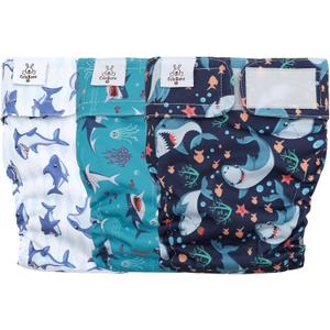 CuteBone Washable Dog Diapers Female No Tail Hole 3 Pack Reusable Doggie Period Training Pants for Docked-Tail Frenchie French Bulldog Boston Terrier Without Tail, Medium