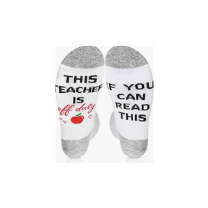Best Teacher Ever Socks “This Teacher Is Off Duty” Sole Women's One Size 6 - 11