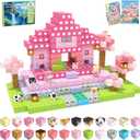 Magnetic Blocks, 48PCS Magnetic Tiles Building Blocks, Magnet Cubes STEM Sensory Game Toys Christmas Birthday Gifts for Kids Girls Age 3+ (Pink Forest)