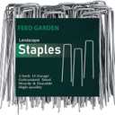 FEED GARDEN 6 Inch 50 Pack Hot-dip Galvanized Landscape Staples Plant Cover Stakes 11 Gauge Tent Stakes Garden Stakes Landscaping Fabric SOD Pins Yard Stakes for Decoration Weed Barrier Fabric 