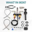 Bathroom Faucet with Pull Out Sprayer, 4 Inch Centerset 3 Hole Pull Out Bathroom Sink Faucet, with Pop Up Drain and Supply Hoses, Brushed Nickel