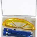 Leak Detector Kit, Fluorescent Protective Glasses Air Conditioning Accurate Leak Detector Kit Tools, Car Accessories Replacement Easy to Use Eco Friendly UV Dye(Random)