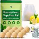 Rodent and Insect Repellent Moth Balls, 12 Packs Rats and Squirrel Repellent for Indoor and Outdoor, Peppermint to Repel Rats and Mice, Mouse and Rodent Deterrent for Attic, House, Garden, Car Engine