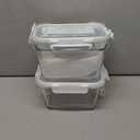 HOMBERKING 4 Pieces 63oz/8cup Large Glass Food Storage Containers with Lids, Meal Prep Containers, Airtight Bento Boxes with Leak Proof Locking (2 Containers 2 Lids), Microwave,Oven,Fridge Safe-White