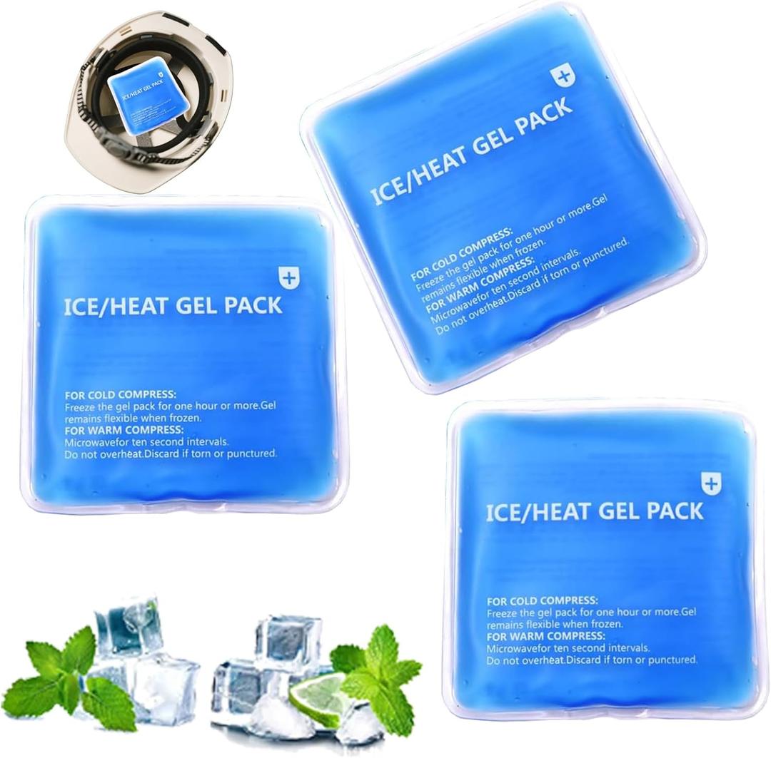 Hat Ice Packs, Gel Ice Packs, Cold Pack Reusable Hot and Cold Pack for Injuries, Pain Relief, Wisdom Teeth, First Aid, Neck, Head, Arms, Legs (Blue 3PCS)