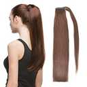 18" Straight Wrap Around Ponytail Human Hair Extensions for Women 70gram Chocolate Brown 4#