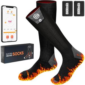 Heated Socks for Men Women, 8000mAh Rechargeable Battery Electric Heating Socks with APP Control Washable Warm Socks for Foot Warmer Outdoor Fishing Hunting Ski Cycling Hiking Camping (X-Large)