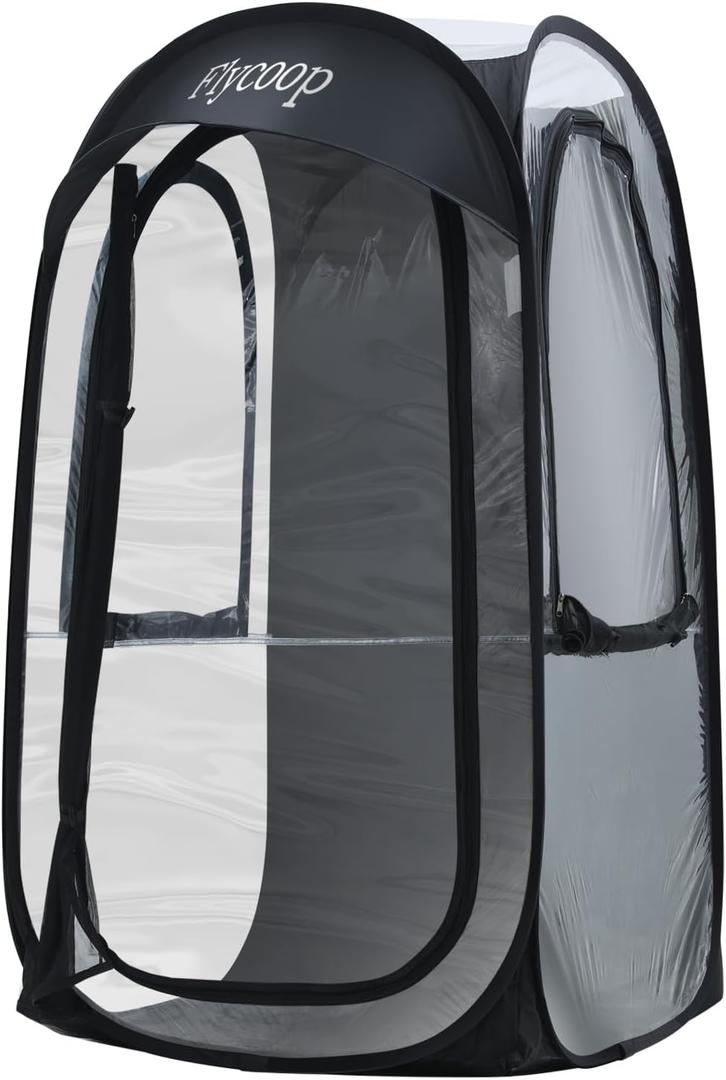 Sports Tent: Flycoop Portable Weather Pop Up Pod 1 Person to Provide Shelter from Wind Rain and Cold Weather Shelter for Outdoor Activities, Sports Events, Camping and Hiking (38.2*38.2*63 inch, Black)