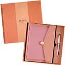 A5 Binder Loose-leaf Refillable Notebook Diary Organizer and Pen Set - 100 Sheets Of 200-Page,8.35.5IN,100gsm Cream Paper,Premium gift box included(Pink)