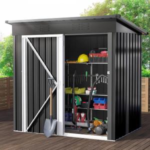 DWVO Outdoor Storage Shed 5x3FT, Heavy Duty Metal Tool Sheds Storage House with Lockable Door & Air Vent for Garden, Patio, Lawn to Store Bikes, Trash Bins, Tools, Lawnmowers, Dark Gray