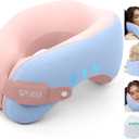 2in1 Ergonomic Memory Foam Travel Neck Pillow  Upgrade Travel Pillow for All Sleep Positions on Flights, Road Trips, and Long Distance Travel with Drawstring Bag (Adjustable - Blue and Pink)