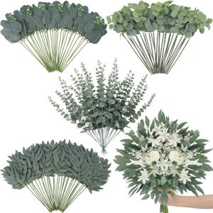 120 Pcs Artificial Eucalyptus Stems, 4 Kinds Mixed Faux Greenery Stems Fake Silver Dollar Eucalyptus Leaves Bundle for DIY Bouquets Centerpiece Spring Floral Arrangement Wreath Home Wedding Decor