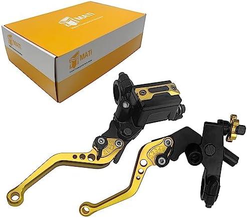 M MATI Upgrade Universal 7/8" 22mm Handlebar Brake Master Cylinder Clutch Lever Set Left & Right Motorcycle Levers Compatible with Yamaha Honda Kawasaki Suzuki Harley(Gold)