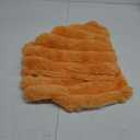 FUTEI Orange Decorative Throw Pillow Covers 16x16 Inch Set of 2, Square Soft Faux Rabbit Fur Thick Striped Cushion Cover, Winter Home Decor for Couch Bed Living Room