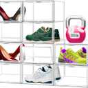 Clear Acrylic Shoe Storage Boxes 12 Pack, Size 14 Stackable Shoe Organizer with Magnetic Door, Space-Saving Sneaker Containers for Closet, Entryway, Transparent Display Case for Boots & Shoes