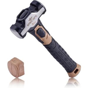 Spec Ops Tools Drilling Hammer, 2 lb Sledge hammer with Removable Soft Mallet Cap & Bi-Material Shock Absorbing & Vibration Dampening Handle, 3% Donated to Veterans, Black/Tan