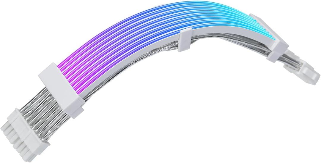 2x8 Pin RGB GPU Cable, PCIE RGB PSU Cables 5V 3Pin ARGB Graphics Card Power Supply Extension,for PC Build,Four Sides Lighting Strips