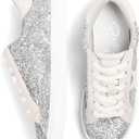 PARTY Women's Fashion Sneaker Lace Up Low Top Comfortable Cushioned Walking Shoes (9)