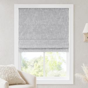 Madison Park Cordless Roman Shades, Blackout Window Blind Privacy Window Shades, Thermal Insulated Cordless Window Treatment for Bedroom, Living Room, Quincy, Single Panel 34" W x 64" H Light Grey