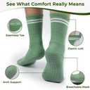 2 x Pilates, Yoga Socks with Non Slip Grips for Women, Crew Grip Sock for Barre Shoes, Pilates Outfit Pack of 4 (Green)