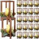 20 Set Wooden Wedding Lantern Centerpiece, Lantern Candle Holder for Farmhouse Candle Lantern for Table Fireplace, Perfect for Table Decoration & Country Barn Weddings(No Candles & Flowers)