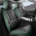 AOOG Front Seat Covers, Car Seat Covers Front Seats, Leather Seat Covers for Cars, Waterproof Seat Covers with Lumbar Support Universal Fit for Most Cars, SUV Trucks(Front Pair, Green&Black)