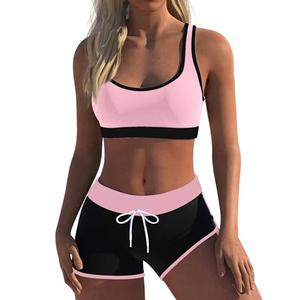 Womens Sport Two Piece Swimsuits Racerback Tops Boyshort Bottom (XL)