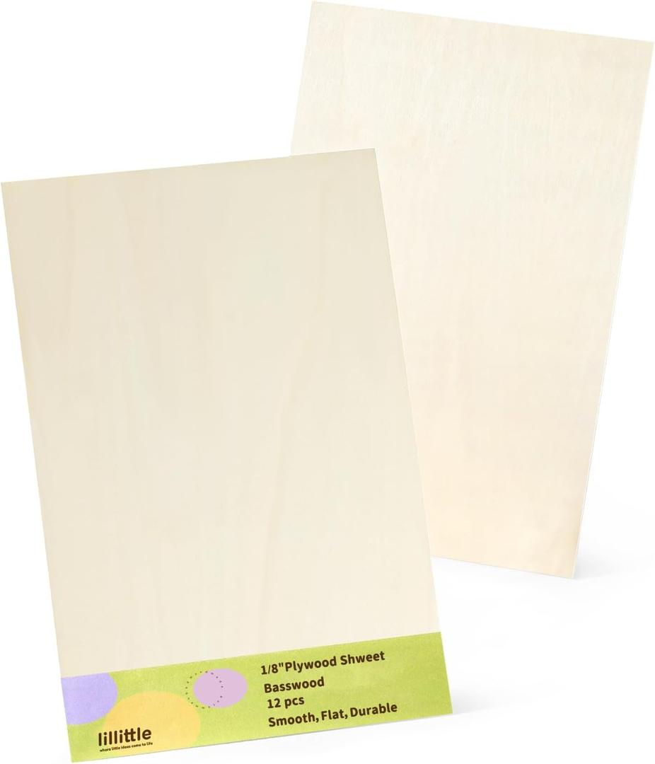 12 Pack Basswood Sheets 12"x24"x1/8", 3mm Basswood for Laser Cutting, Wood for Laser Cutting and Engraving, Laser Engraver Blanks, DIY Architectural Models Making, Wood Engraving