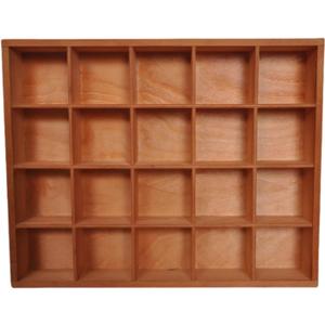 1 Pc 13.4''x10.6''x2'' Wooden Storage Divider Box Showcase Display Box Organization Tray Display Holder with 20 Compartments for Home Craft Office Kitchen Storage (Vintage Color)
