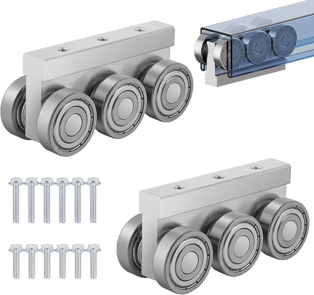 6 Wheel Trolley Assembly M5 Thread Rollers Four Bearing Trolley Assembly for 1-5/8" Wide and All 1-5/8" or Taller Strut Channel