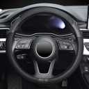 Car Steering Wheel Cover 14.5-15 inch, Microfiber Leather Ice Silk Design, Breathable Comfort Grip, Non-Slip, Black