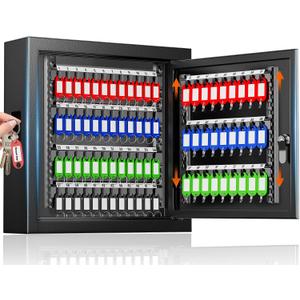 75 Position Wall Mount Key Cabinet with Drop Slot, Adjustable Hooks
